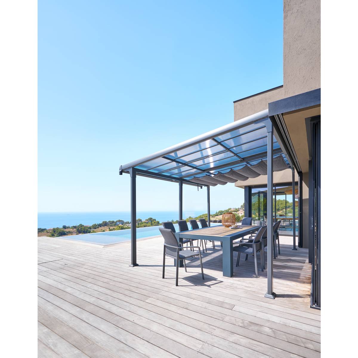 Telo per pergola ENOLIE Ardesia Per ENOLIE 4 x 3,5 m - L. 285 x H. 13 cm - Poliestere Ardesia