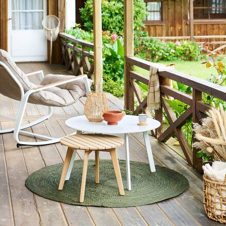 Tavolino laterale da giardino rotondo OLVINIA Acacia 46 x 35 cm - Acacia certificato FSC®