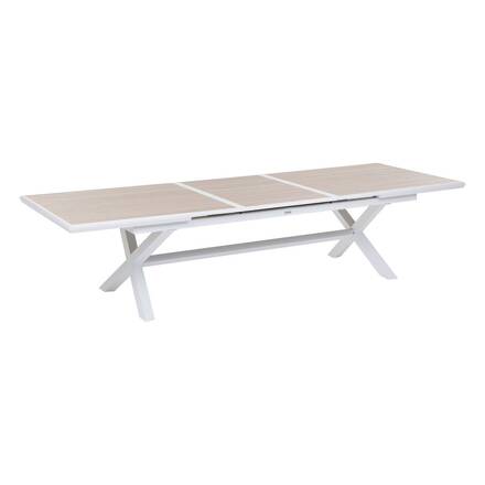 Tavolo da giardino allungabile AXIOME Effetto legno Lino / Bianco 12 posti - Alluminio rivestito in epossidico