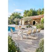 Sedia da giardino con braccioli impilabile ESSENTIA Lino / Bianco Alluminio trattato con epossidica, Texaline Lino / Bianco