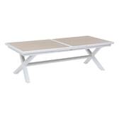 Tavolo da giardino allungabile AXIOME Effetto legno Lino / Bianco 12 posti - Alluminio rivestito in epossidico Lino / Bianco