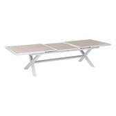 Tavolo da giardino allungabile AXIOME Effetto legno Lino / Bianco 12 posti - Alluminio rivestito in epossidico Lino / Bianco