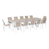 Tavolo da giardino allungabile AXIOME Effetto legno Lino / Bianco 12 posti - Alluminio rivestito in epossidico Lino / Bianco