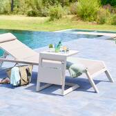 Tavolino laterale da giardino quadrato ALLURE Argilla 55 x 45 x 55 cm - Alluminio rivestito in resina epossidica Argilla