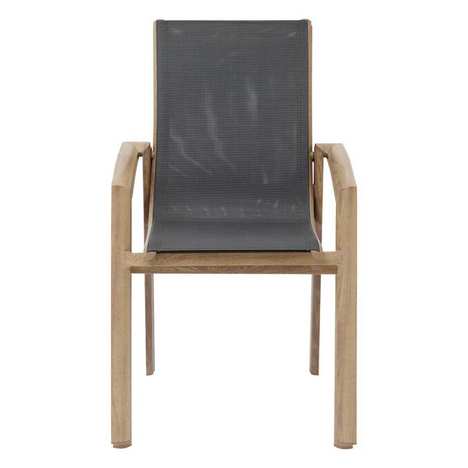 Sedia da giardino con braccioli impilabile AXANT Grigio pepe / Miele Alluminio trattato con epossidica, Texaline Grigio pepe / Miele