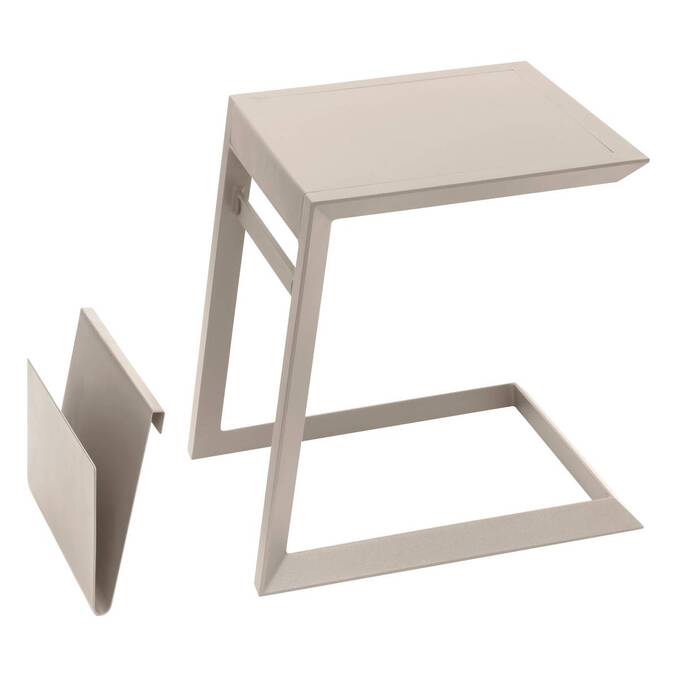 Tavolino laterale da giardino quadrato ALLURE Argilla 55 x 45 x 55 cm - Alluminio rivestito in resina epossidica Argilla