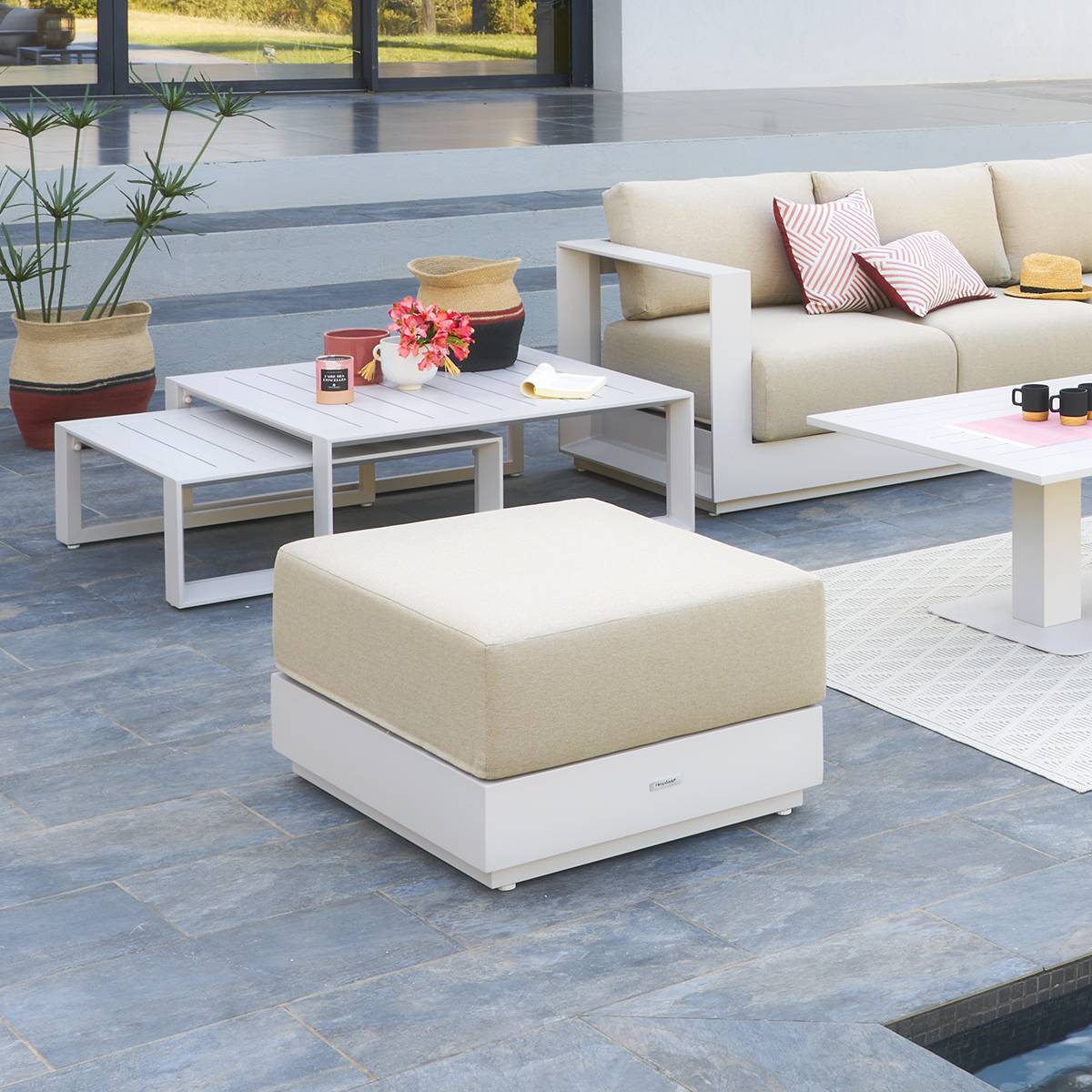 Pouf da giardino ALLURE Avena Alluminio trattato con epossidica, Olefina Avena
