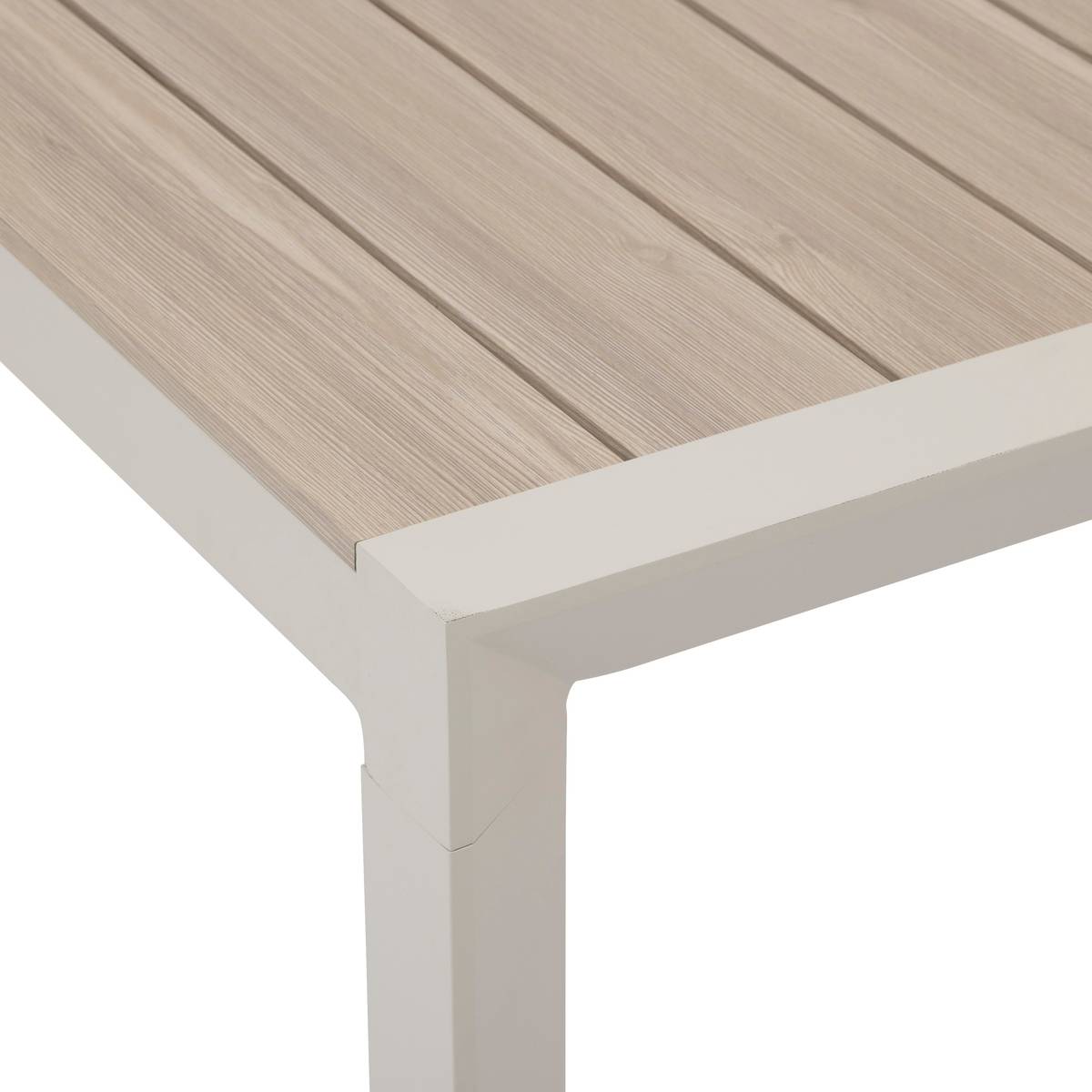 Tavolo da giardino ÉVASION Effetto legno Lino / Argilla 4 posti - Alluminio trattato con epossidica, Doghe in alluminio effetto legno Effetto legno Lino / Argilla