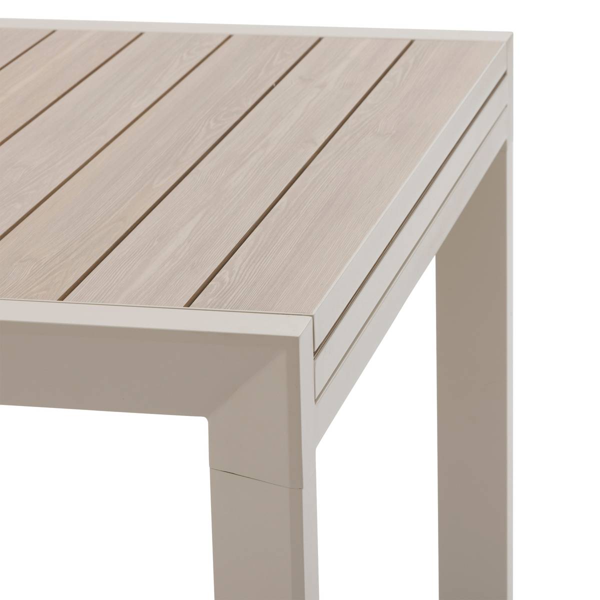 Tavolo da giardino allungabile scorrevole ÉVASION Effetto legno Lino / Argilla 10 posti - Alluminio trattato con epossidica, doghe in alluminio effetto legno Effetto legno Lino / Argilla