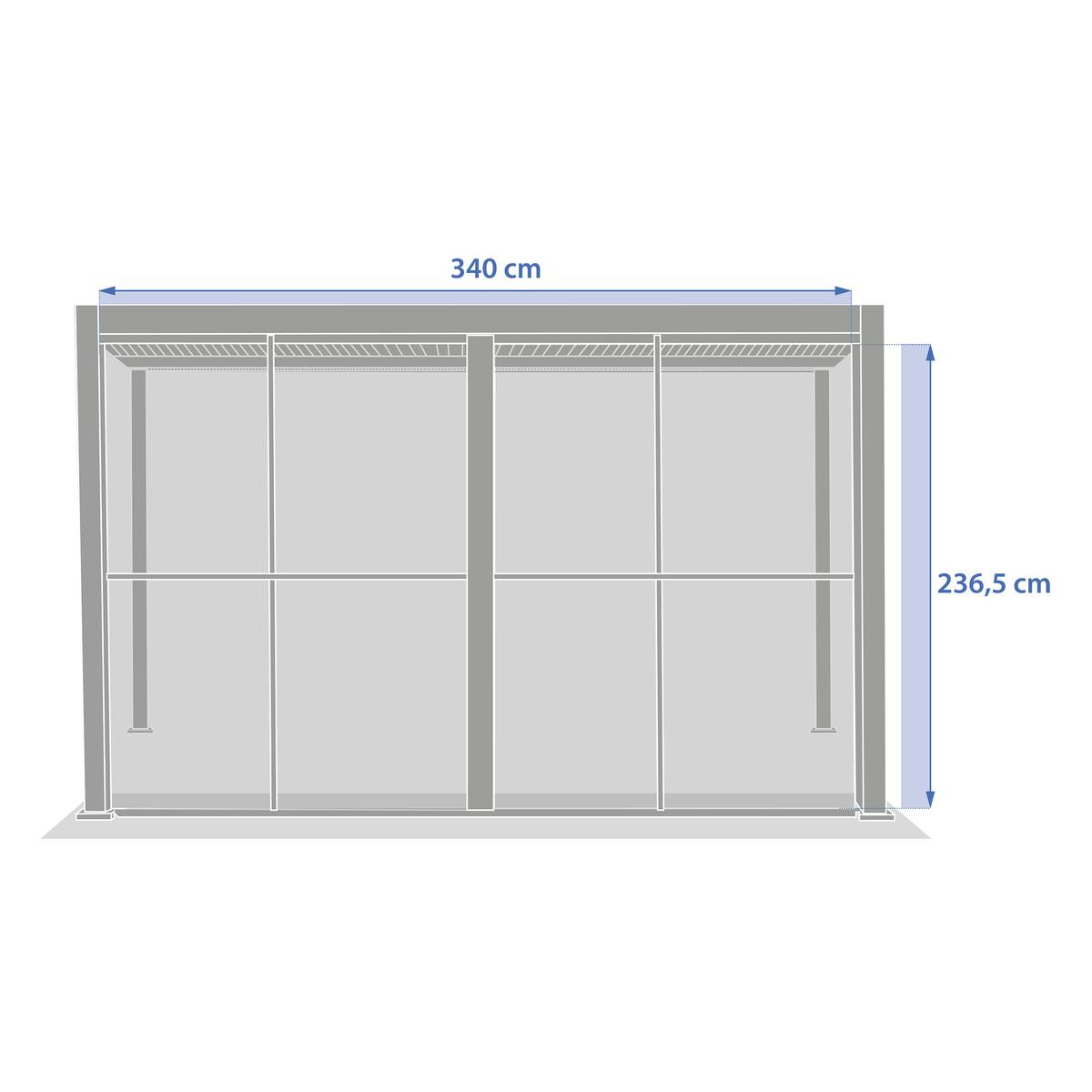Porte scorrevoli EVORA Bianco Per EVORA Lato 3,6 m - 3,4 x 2,3 m - Alluminio trattato con verniciatura epossidica Bianco