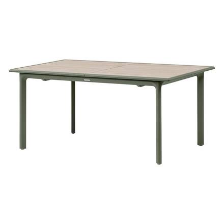 Tavolo da giardino DILORS Effetto legno Lino / Verde alloro 10 posti - Alluminio rivestito in epossidico