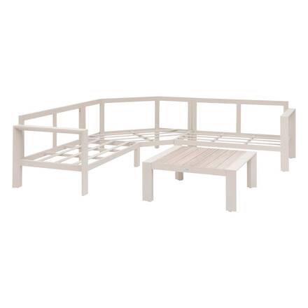 Divano angolare da giardino ÉVASION Argilla / Lino 5 posti - Alluminio trattato con epossidica, Olefina