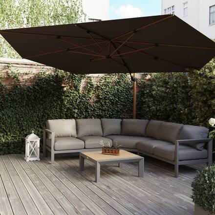 Divano angolare da giardino ÉVASION Grafite / Miele 5 posti - Alluminio trattato con epossidica, Olefina