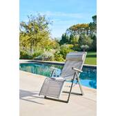 Poltrona relax da giardino DECIMA Verde oliva / Verde alloro 8 posizioni - Alluminio trattato con epossidica, Texaline Verde oliva / Verde alloro