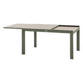 Tavolo da giardino allungabile scorrevole ÉVASION Effetto legno Lino / Verde alloro 10 posti - Alluminio trattato con epossidica, doghe in alluminio effetto legno Effetto legno Lino / Verde alloro