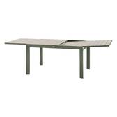 Tavolo da giardino allungabile scorrevole ÉVASION Effetto legno Lino / Verde alloro 10 posti - Alluminio trattato con epossidica, doghe in alluminio effetto legno Effetto legno Lino / Verde alloro