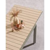 Tavolo da giardino allungabile scorrevole ÉVASION Effetto legno Lino / Verde alloro 10 posti - Alluminio trattato con epossidica, doghe in alluminio effetto legno Effetto legno Lino / Verde alloro