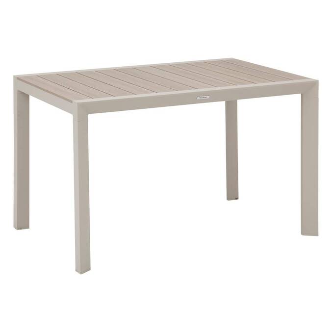 Tavolo da giardino ÉVASION Effetto legno Lino / Argilla 4 posti - Alluminio trattato con epossidica, Doghe in alluminio effetto legno Effetto legno Lino / Argilla