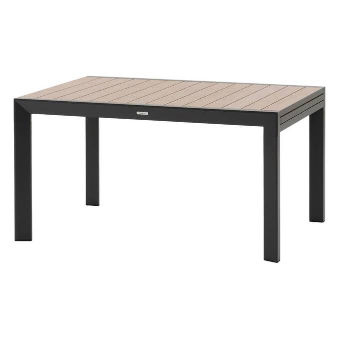 Tavolo da giardino allungabile scorrevole ÉVASION Effetto legno Miele / Grafite 10 posti - Alluminio trattato con epossidica, doghe in alluminio effetto legno Effetto legno Miele / Grafite