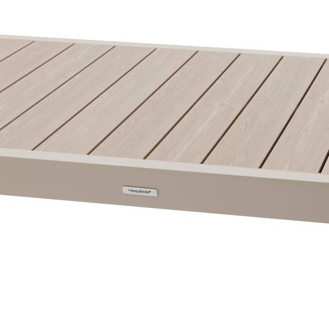 Tavolo da giardino allungabile scorrevole ÉVASION Effetto legno Lino / Argilla 10 posti - Alluminio trattato con epossidica, doghe in alluminio effetto legno Effetto legno Lino / Argilla