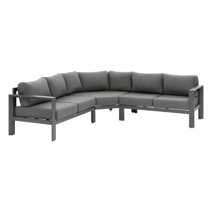 Divano angolare da giardino ÉVASION Grafite / Miele 5 posti - Alluminio trattato con epossidica, Olefina Grafite / Miele