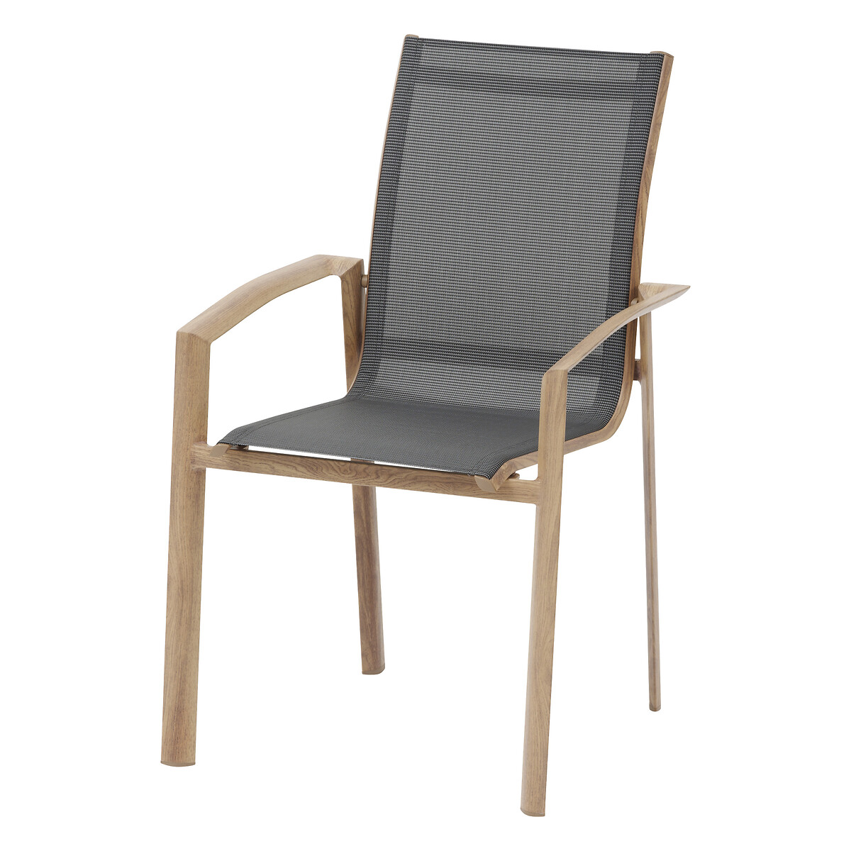 Tavolo da giardino estensibile AXIOME Miele & Grafite + 10 poltrone impilabili AXANT 1 tavolo da giardino allungabile 10 posti e 10 poltrone impilabili Miele / Grafite