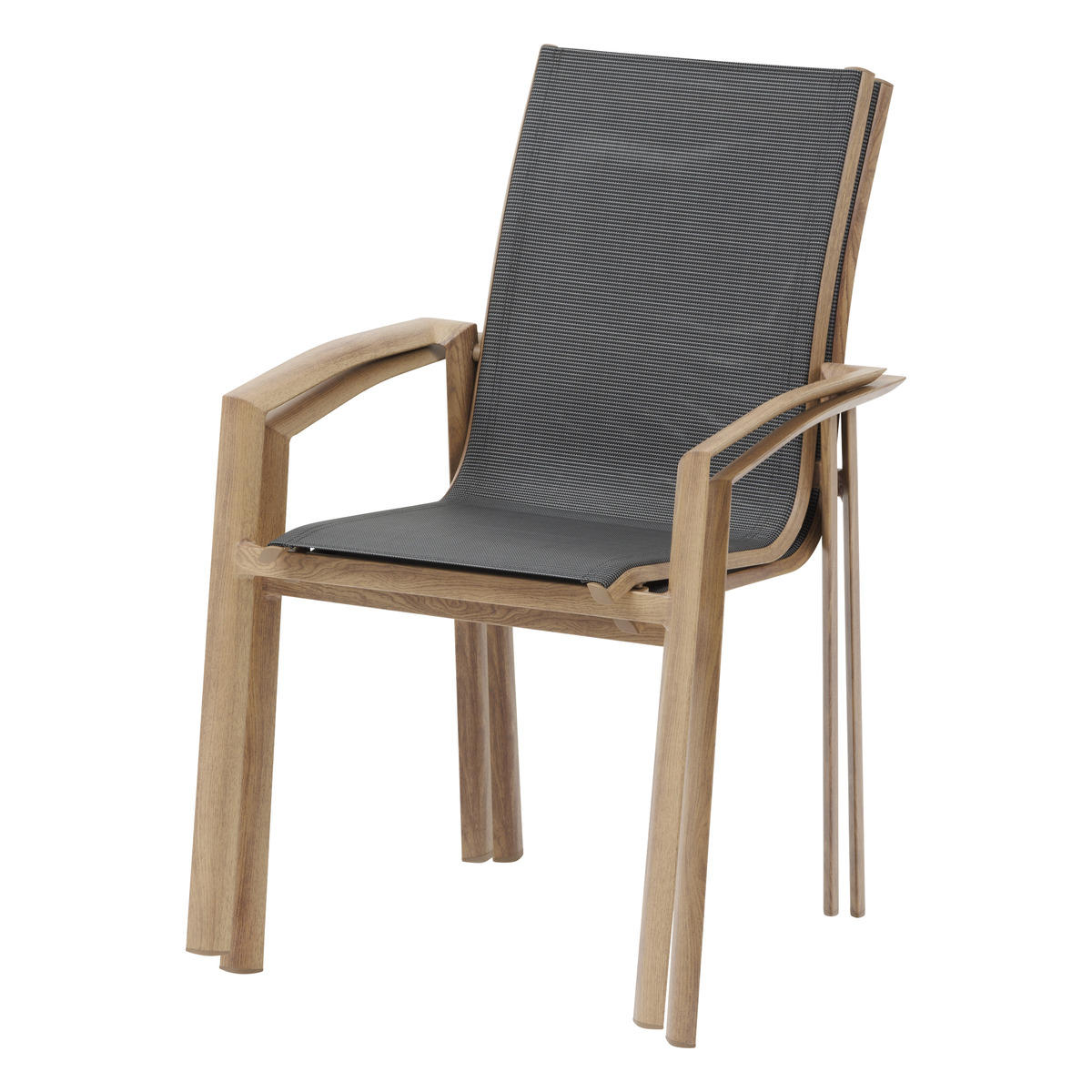Tavolo da giardino estensibile AXIOME Miele & Grafite + 10 poltrone impilabili AXANT 1 tavolo da giardino allungabile 10 posti e 10 poltrone impilabili Miele / Grafite