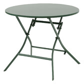 Tavolo da giardino rotondo Verde oliva + 4 sedie impilabili GREENSBORO 1 tavolo da giardino rotondo 4 posti e 4 sedie impilabili Verde oliva