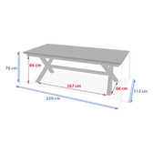 Tavolo da giardino estensibile AXIOME Lino & Argilla + 10 poltrone impilabili AXANT 1 tavolo da giardino allungabile 10 posti e 10 poltrone impilabili Lino / Argilla