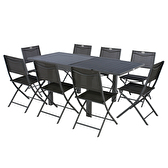Tavolo da giardino estensibile PIAZZA + 2 set di 4 sedie MODULA 1 tavolo da giardino quadrato 4 posti e 4 sedie impilabili Grafite