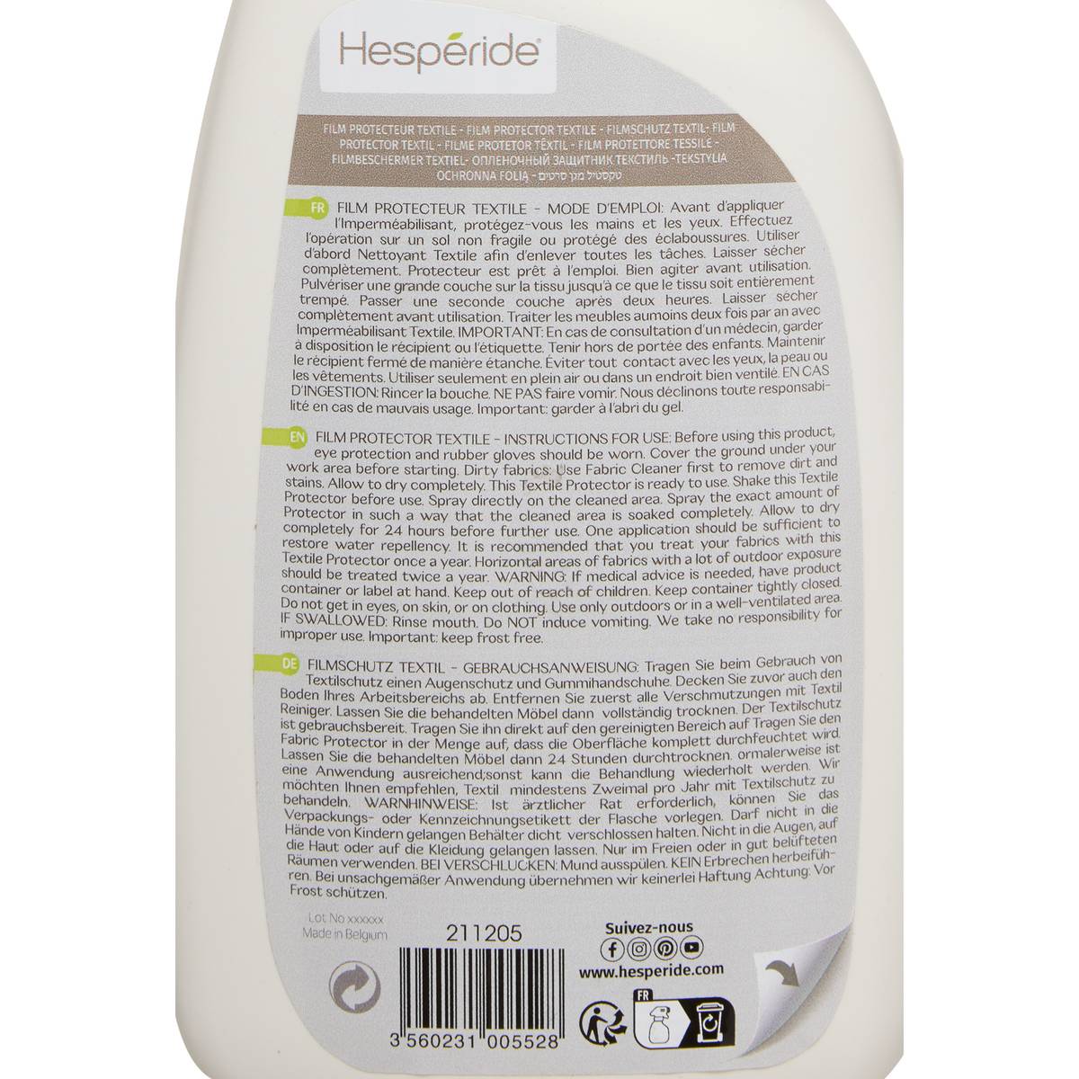 Pellicola protettiva per tessuti con finitura trasparente Spray 75 cl Bianco