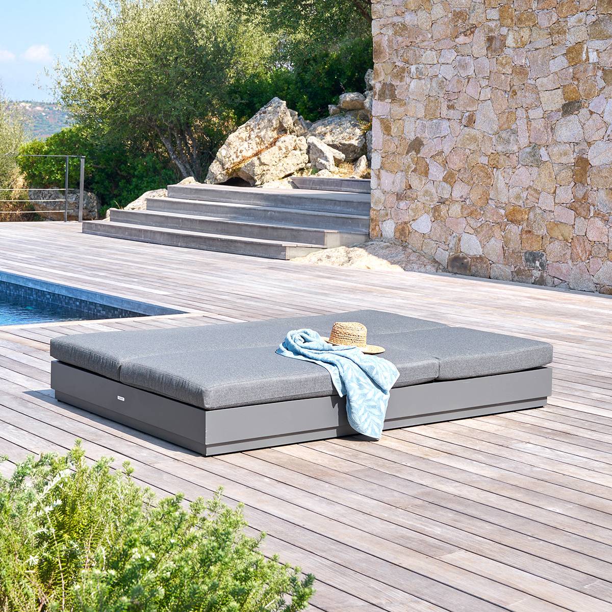 Letto da piscina ALLURE Grafite Alluminio trattato con epossidica, Poliestere Grafite