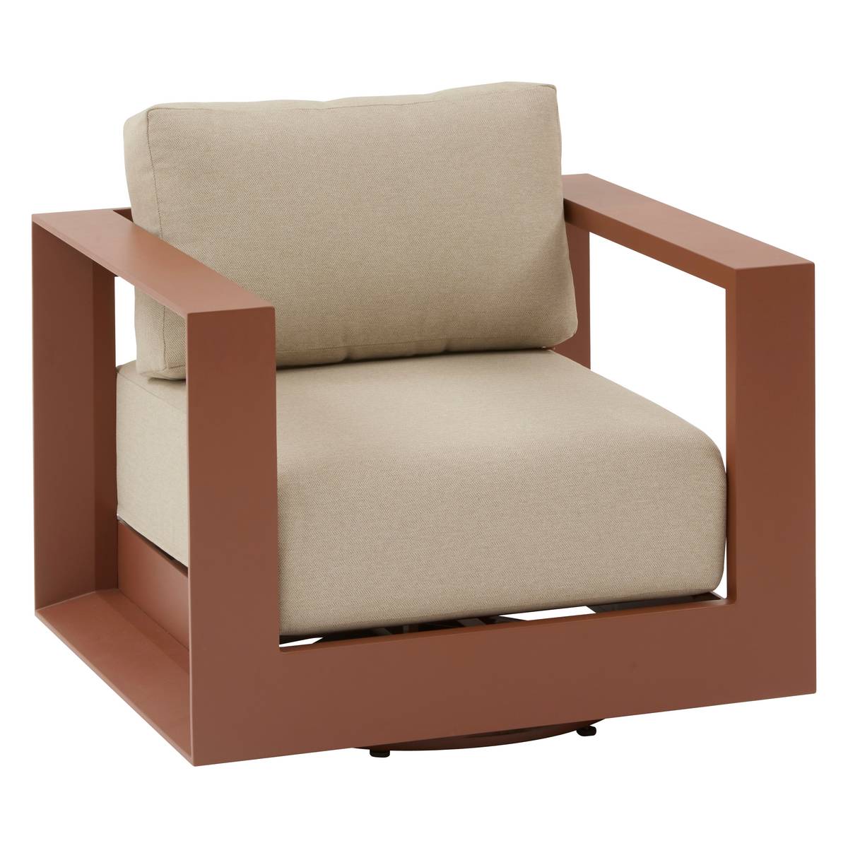 Poltrona da giardino girevole ALLURE Beige / Mogano Alluminio trattato con epossidica, Poliestere Beige / Marrone Mogano