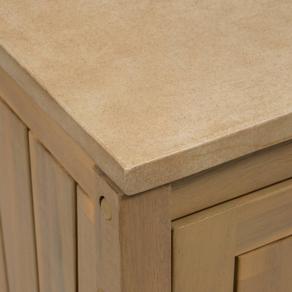 Modulo per cucina estiva LODGIA Beige 100 x 86 x 50 cm - Acciaio, Alluminio, Acacia certificata FSC® Acacia