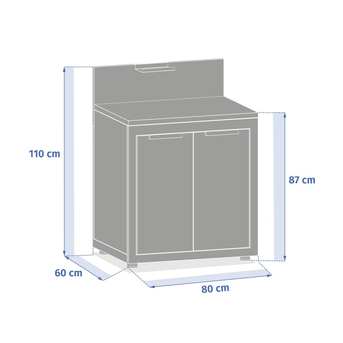 Modulo per cucina estiva OXYANA Grafite 110 x 80 x 60 cm - Acciaio zincato, Trattamento antiruggine rinforzato Grafite