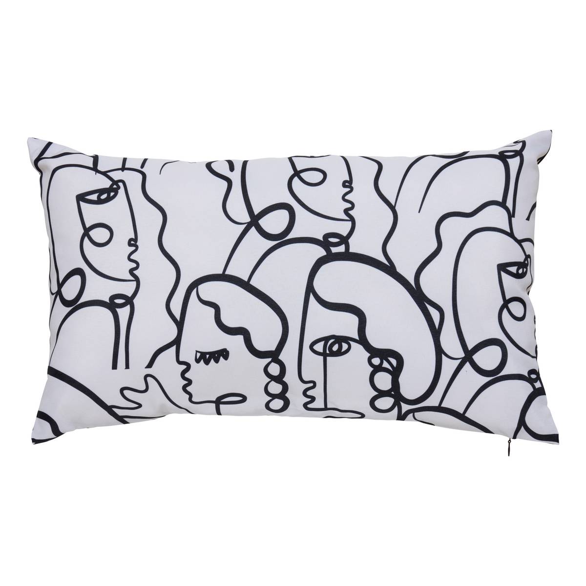 Copricuscino da esterno rettangolare NOLAN Nero / Bianco 50 x 30 cm - Poliestere Nero e bianco