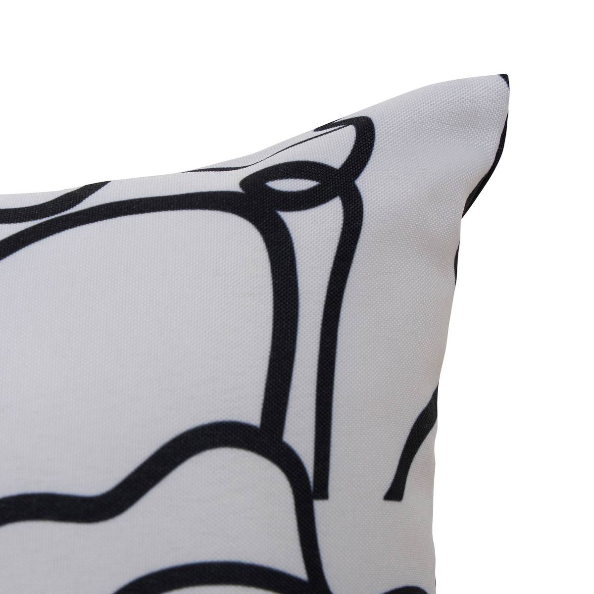Copricuscino da esterno rettangolare NOLAN Nero / Bianco 50 x 30 cm - Poliestere Nero e bianco