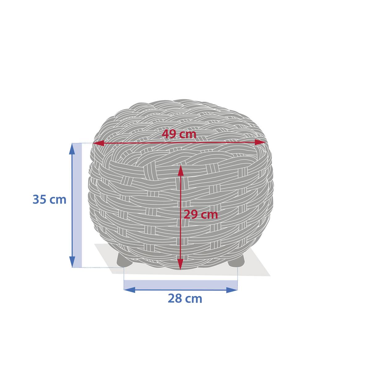 Pouf da giardino rotondo OBBAE Lino beige 48,5 x 48,5 x 38 cm - Alluminio trattato con epossidica, Poliestere, Texaline Beige lin