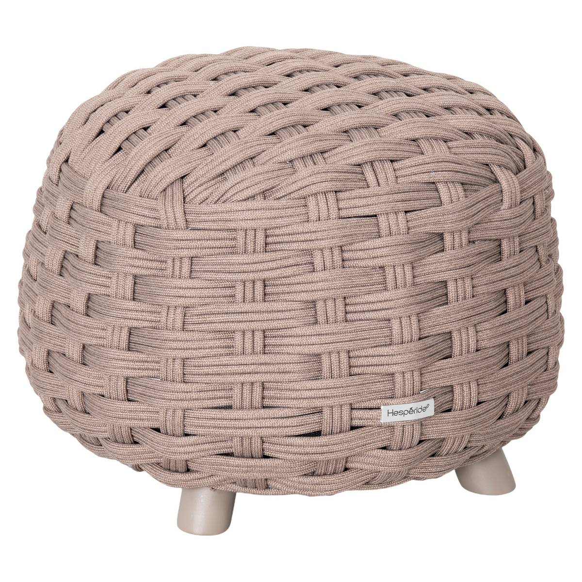 Pouf da giardino rotondo OBBAE Caffè 48,5 x 48,5 x 38 cm - Alluminio trattato con epossidica, Poliestere, Texaline Caffè