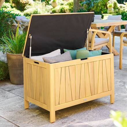Baule contenitore LODGIA Beige 165L - Acacia certificato FSC®, Acciaio