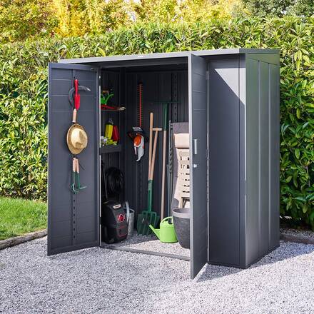 Casetta da giardino FORGIA Grafite 1,9 x 1,2 x 2 m - Acciaio zincato, Trattamento antiruggine rinforzato