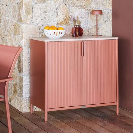 Credenza da giardino IRONIA Mogano 90 x 45 x 86 cm - Acciaio zincato, Trattamento antiruggine rinforzato