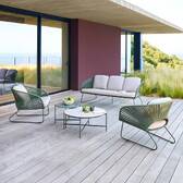 Salotto da giardino BELANO Verde alloro 5 posti - Acciaio trattato con epossidico, Trattamento antiruggine rinforzato, Olefina Lauro