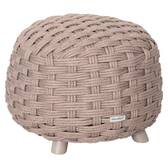 Pouf da giardino rotondo OBBAE Caffè 48,5 x 48,5 x 38 cm - Alluminio trattato con epossidica, Poliestere, Texaline Caffè