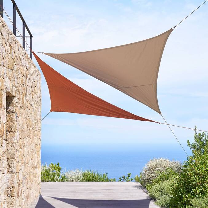 Vela ombreggiante triangolare ELYORA Caffè 3 x 3 m - Poliestere Caffè