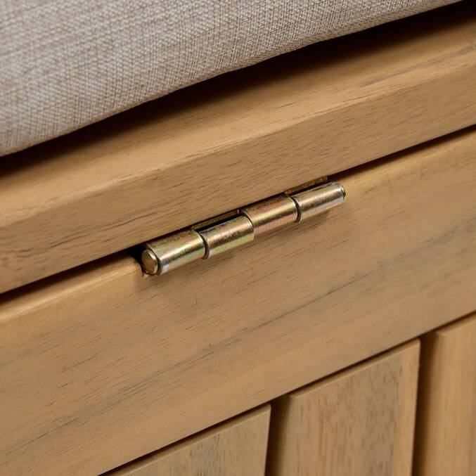 Baule contenitore LODGIA Beige 100L - Acacia certificato FSC®, Acciaio Acacia