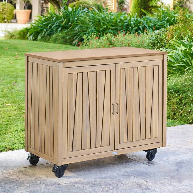Modulo per cucina estiva LODGIA Beige 100 x 86 x 50 cm - Acciaio, Alluminio, Acacia certificata FSC® Acacia