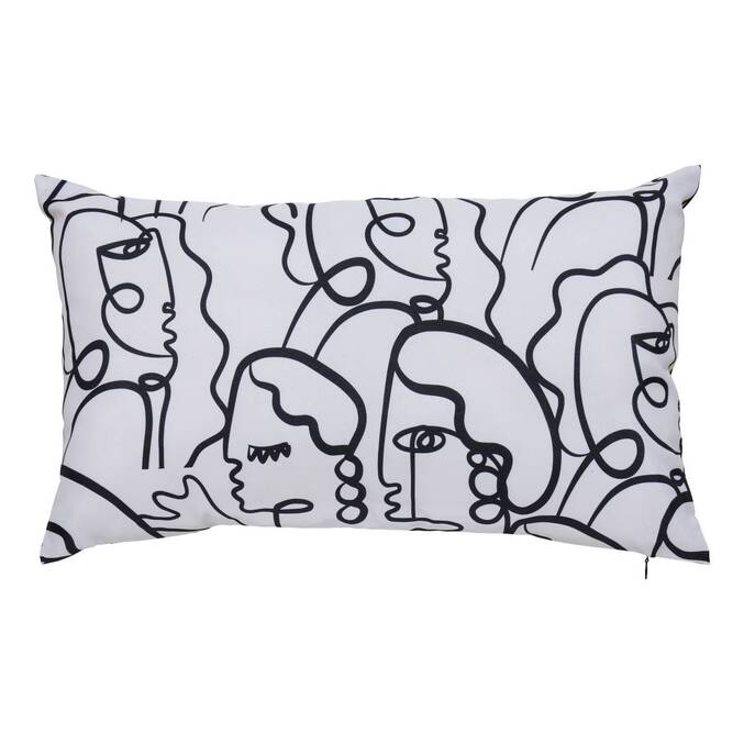 Copricuscino da esterno rettangolare NOLAN Nero / Bianco 50 x 30 cm - Poliestere Nero e bianco