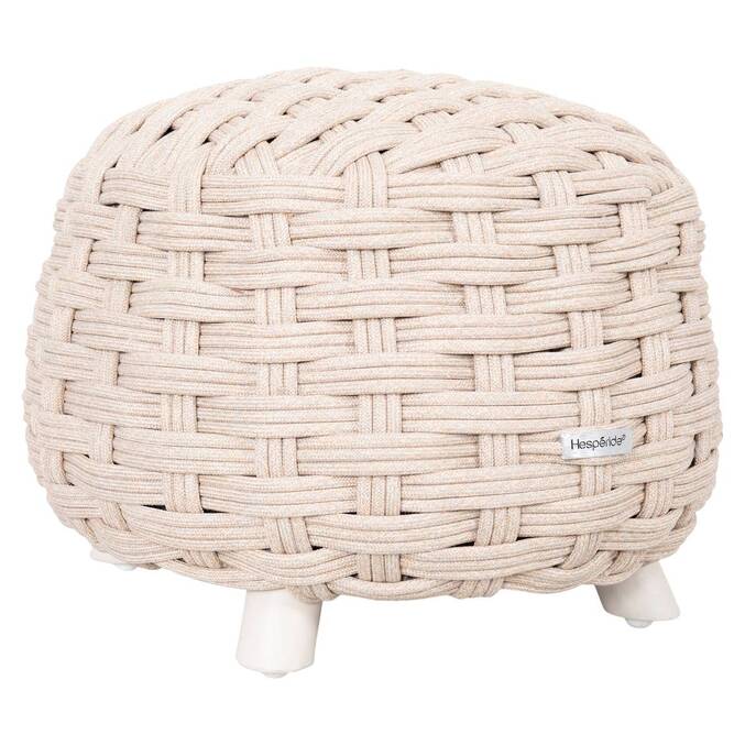Pouf da giardino rotondo OBBAE Lino beige 48,5 x 48,5 x 38 cm - Alluminio trattato con epossidica, Poliestere, Texaline Beige lin