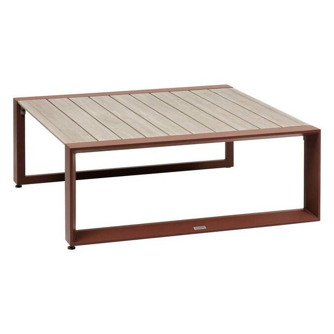 Tavolino da giardino quadrato ALLURE Lino / Mogano 97 x 97 x 36 cm - Alluminio rivestito in epossidica Lino / Marrone mogano